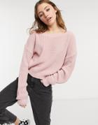 In The Style X Jac Jossa Off -shoulder Sweater In Pink