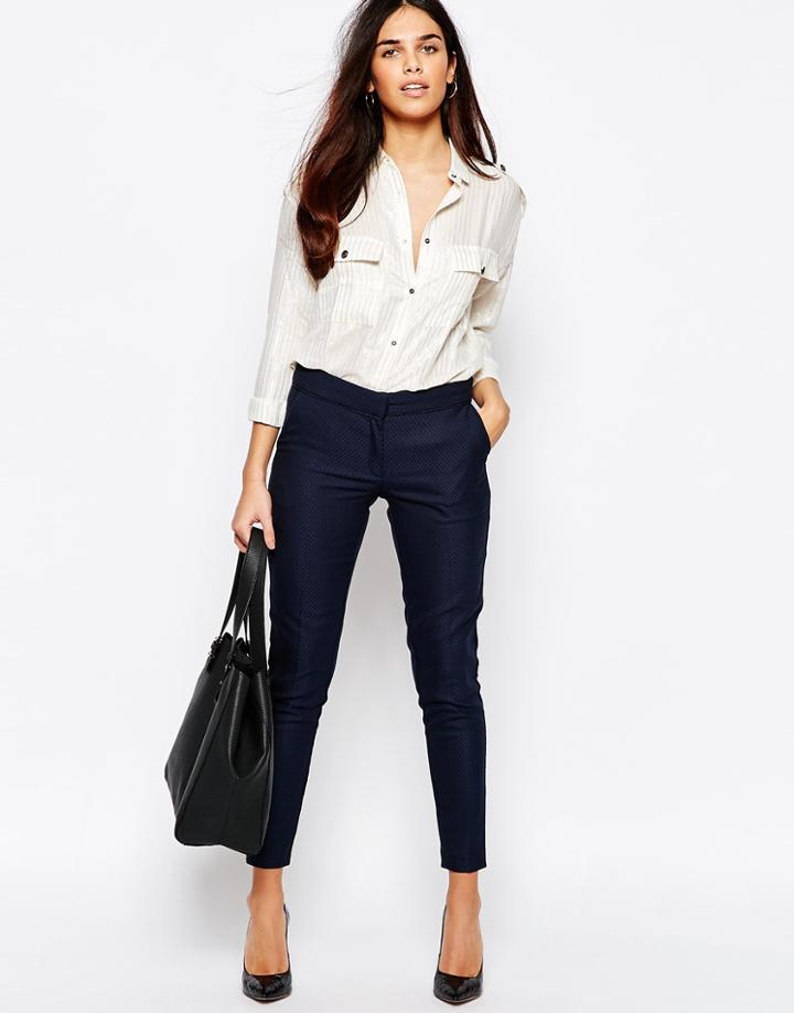 Warehouse Jacquard Pants - Navy