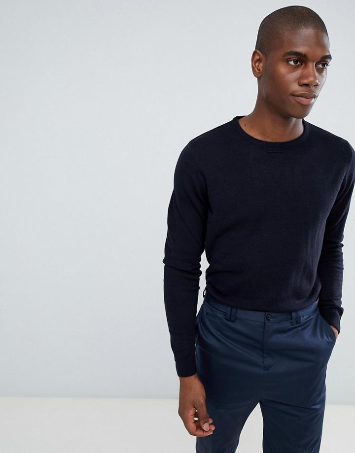 Threadbare Basic Soft Touch Crew Neck Sweater - Navy