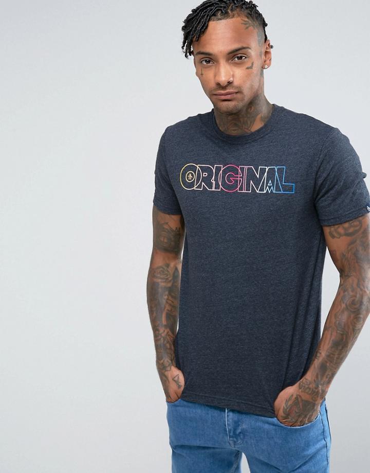 Original Penguin T-shirt Rainbow Original Logo Slim Fit In Navy Marl - Navy