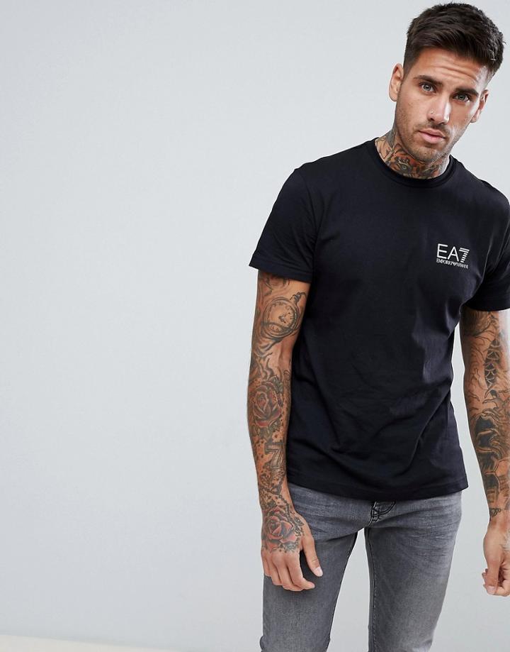 Ea7 Regular Fit Small Logo Crew Neck T-shirt In Black - Black