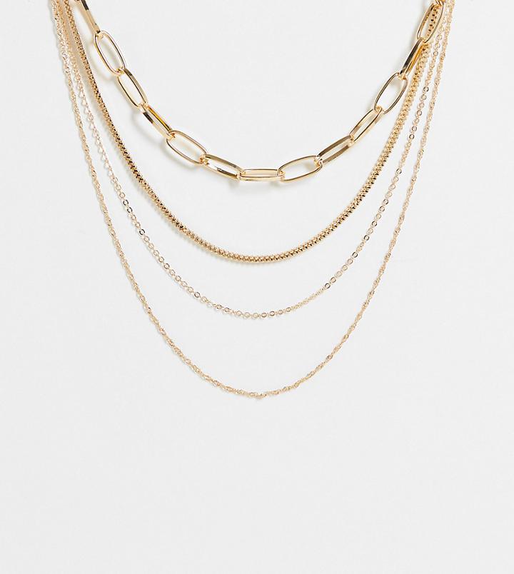 Aldo Eoweiniel Mixed Chain Multi Row Necklace In Gold