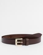 Asos Smart Skinny Leather Belt In Brown - Brown