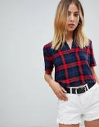 Boohoo Cropped Short Sleeve Shirt In Check - Multi