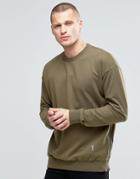 Religion Crew Neck Sweat With Side Zip Detail - Modern Khaki