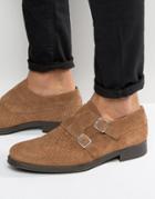 Selected Homme Oliver Woven Suede Monk Shoes - Brown
