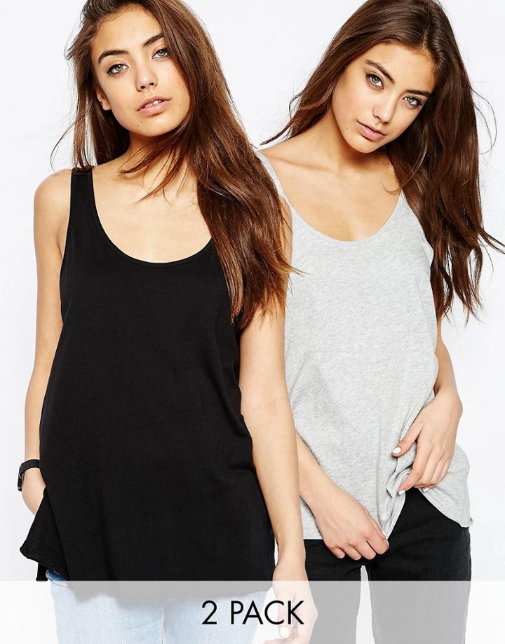 Asos Cotton Jersey Tank 2 Pack - Black