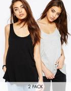 Asos Cotton Jersey Tank 2 Pack - Black