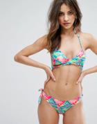 South Beach Neon Pastel Cross Over Bikini Set - Multi