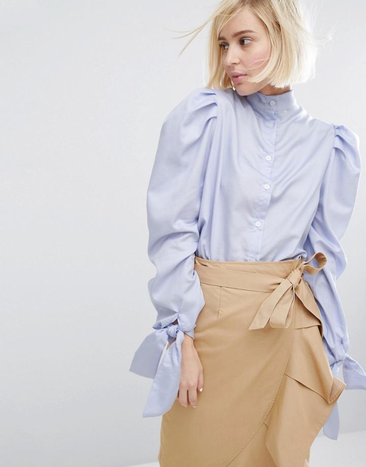 Style Mafia Fallyn Bow Sleeve Top - Blue