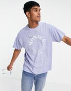 New Look Oversized T-shirt With Monaco Print In Light Blue-blues
