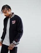 New Era Melton Wool Bomber Jacket With Washington Nationals Back Patch - Navy