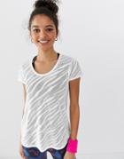 Asos 4505 Breathable Animal Jacquard T-shirt With Cap Sleeve - White