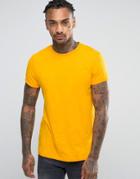 Asos T-shirt With Roll Sleeve In Yellow - Yellow