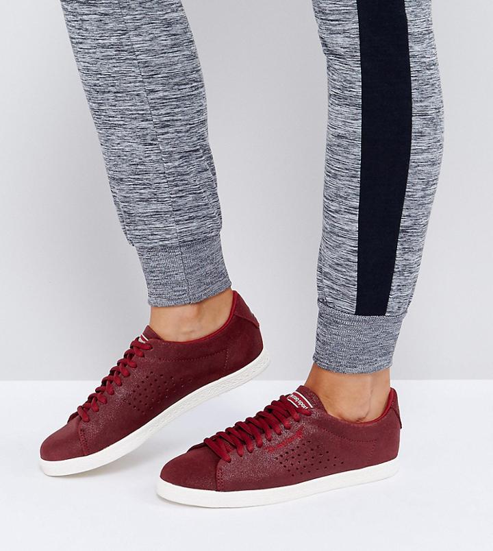 Le Coq Sportif Charline Metallic Suede Sneakers - Red
