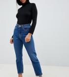 Asos Design Petite Farleigh High Waist Slim Mom Jeans In Rich Blue - Blue
