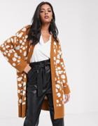 Lost Ink Longline Cardigan In Animal Print