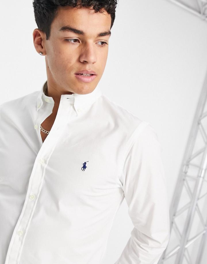 Polo Ralph Lauren Player Logo Slim Fit Poplin Shirt In White