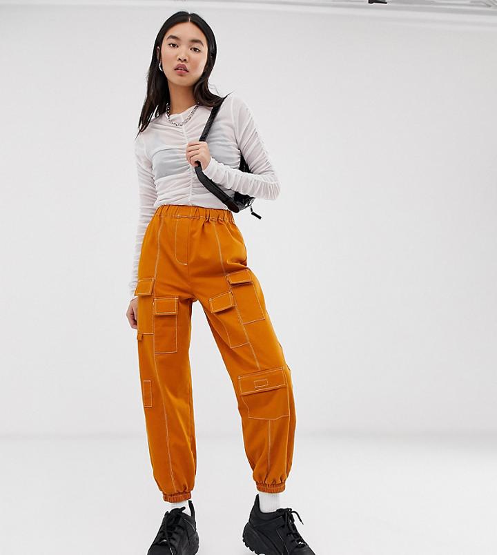 Reclaimed Vintage Inspired Utility Jogger Pants With Spliced Seam Detail-stone