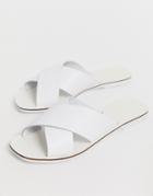 Pieces Leather Crossover Sandal - White