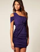 Asos One Shoulder Dress With Cut Out Shoulder - Purple