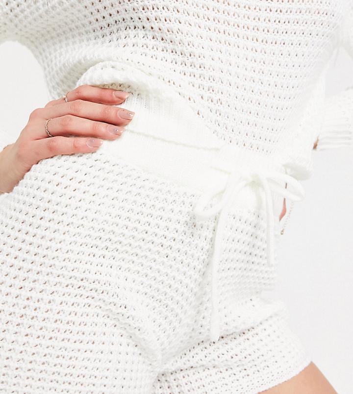 Parisian Tall Knitted Shorts In Off White - Part Of A Set