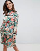 Vila Velvet Trim Floral Midi Dress - Multi