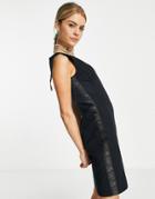 Love Moschino Logo Tape Sleeveless Dress In Black