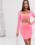 Asos Design Mini Dress With Cut Out-pink