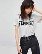 Vero Moda Feminist Slogan Tee - Gray