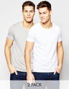Asos T-shirt With Scoop Neck In White And Ash Gray Save 17%