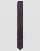 Asos Slim Tie In Dark Purple Print - Purple