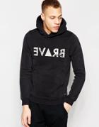 Scotch & Soda Hooded Sweatshirt With Embroidered Artwork - Black