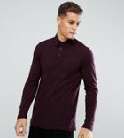 Tom Tailor Polo With Long Sleeves In Burgundy - Red