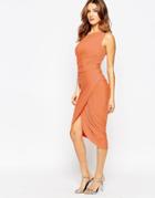 Forever Unique Kayden Draped One Shoulder Dress - Orange