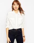 Asos Casual Shirt With Military Pockets - Cream