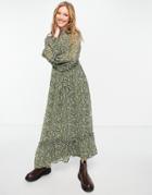 Vila Maxi Dress With Tie Waist In Paisley Print-green