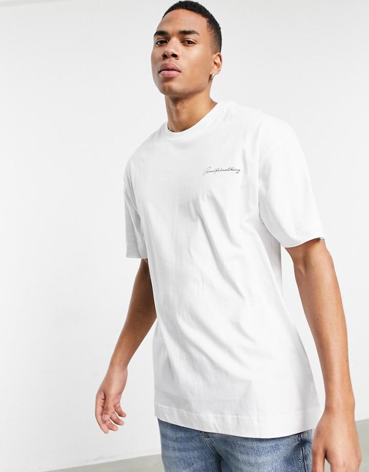 Good For Nothing T-shirt With Manchester Script Back Print In White