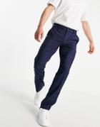 French Connection Slim Fit Mini Check Pants-blues