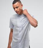 Only & Sons Skinny Short Sleeve Shirt In Stripe Viscose - Navy