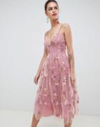 Asos Edition 3d Floral Cami Midi Prom Dress - Multi