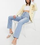 Asos Design Tall High Rise 'slim' Stretch Straight Leg Jeans In Lightwash-blue