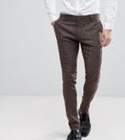Heart & Dagger Super Skinny Suit Pants In Dogstooth Fleck - Brown
