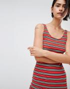 Stradivarius Bodycon Ribbed Stripe Dress - Orange