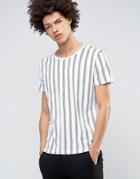 Selected T-shirt With Vertical Stripe - White
