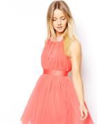 Asos Petite Exclusive Embellished Strappy Back Halter Dress - Pink