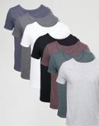 Asos 7 Pack T-shirt With Scoop Neck Save - Multi