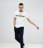 Asos Design Tall T-shirt With Emblem Print And Contrast Neck Trim - White