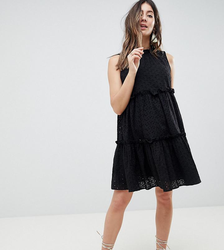Asos Maternity Ultimate Sleeveless Broderie Trapeze Dress - Black