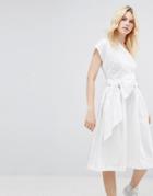 Asos One Shoulder Cotton Midi Dress - White